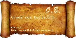 Ormándi Belizár névjegykártya